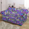 Zebra Neon Pattern Print Loveseat Cover-grizzshop