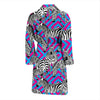 Zebra Neon Pattern Print Men Long Robe-grizzshop