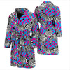 Zebra Neon Pattern Print Men Long Robe-grizzshop