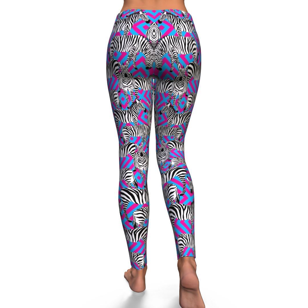 Zebra Neon Pattern Print Pattern Women Leggings-grizzshop