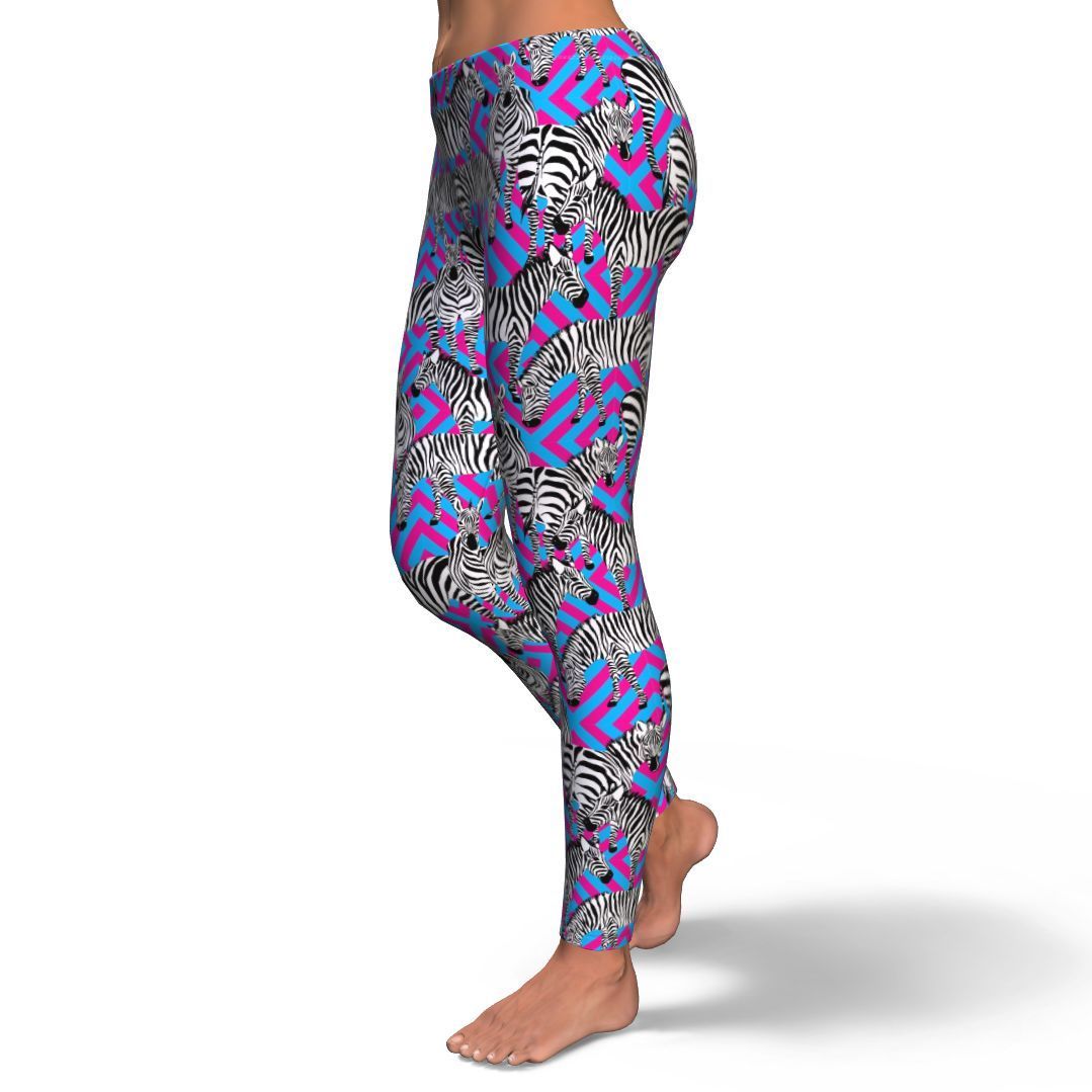 Zebra Neon Pattern Print Pattern Women Leggings-grizzshop