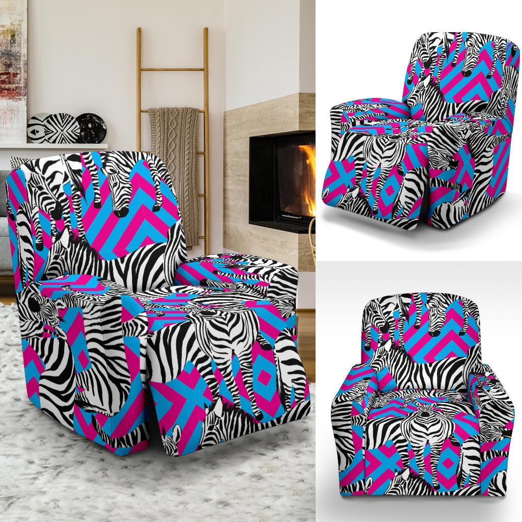 Zebra Neon Pattern Print Recliner Cover-grizzshop