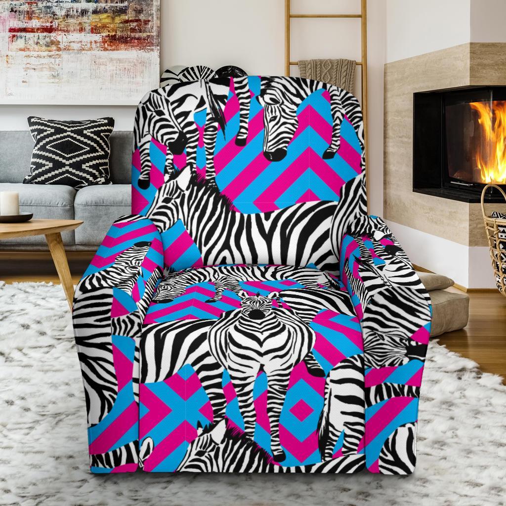 Zebra Neon Pattern Print Recliner Cover-grizzshop