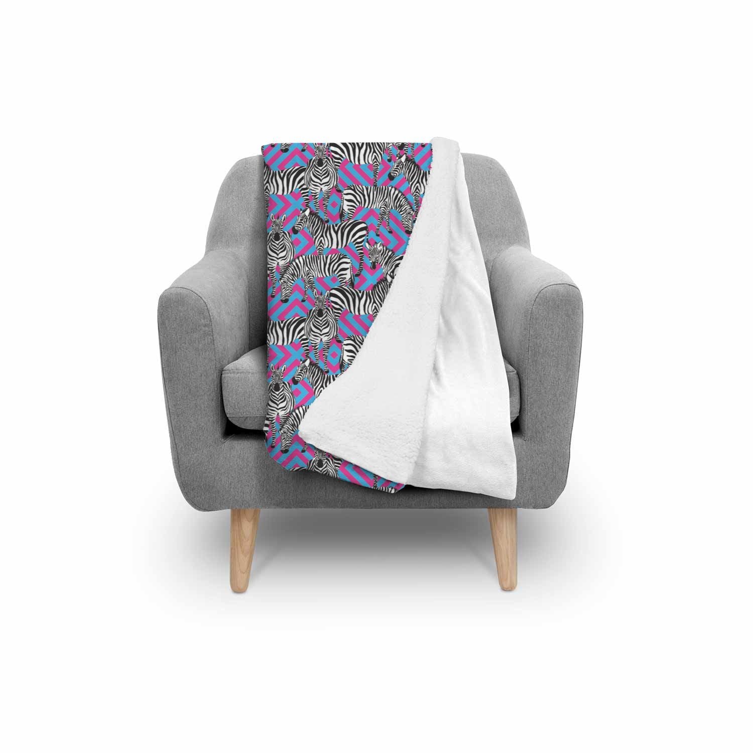 Zebra Neon Pattern Print Throw Blanket-grizzshop