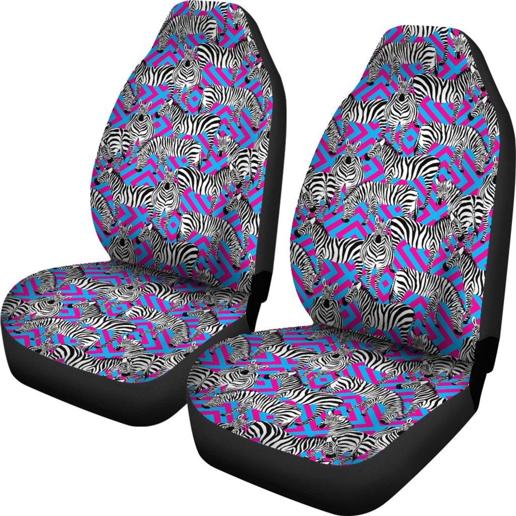 Zebra Neon Pattern Print Universal Fit Car Seat Cover-grizzshop