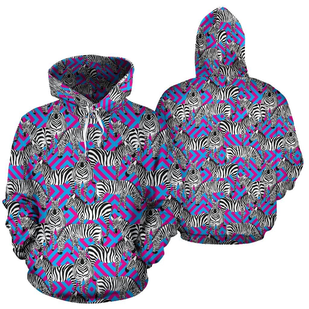 Zebra Neon Pattern Print Women Men Pullover Hoodie-grizzshop