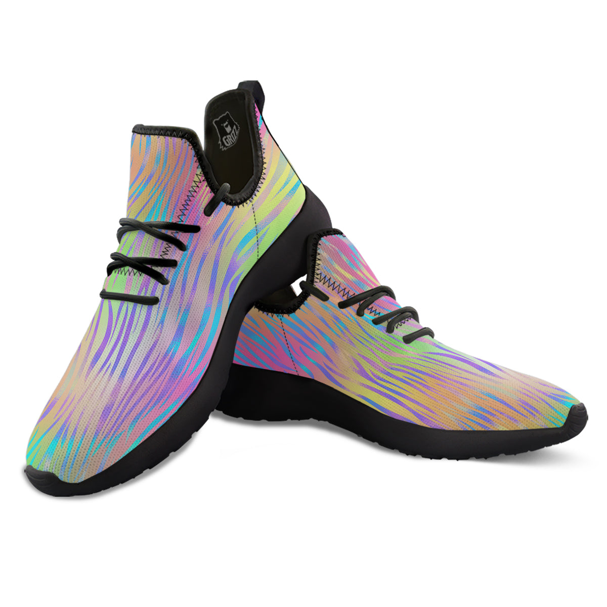 Zebra Pastel Print Pattern Black Athletic Shoes-grizzshop