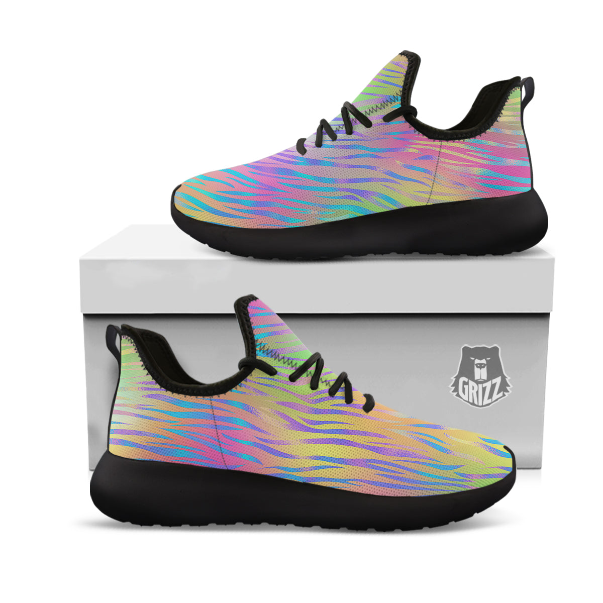 Zebra Pastel Print Pattern Black Athletic Shoes-grizzshop