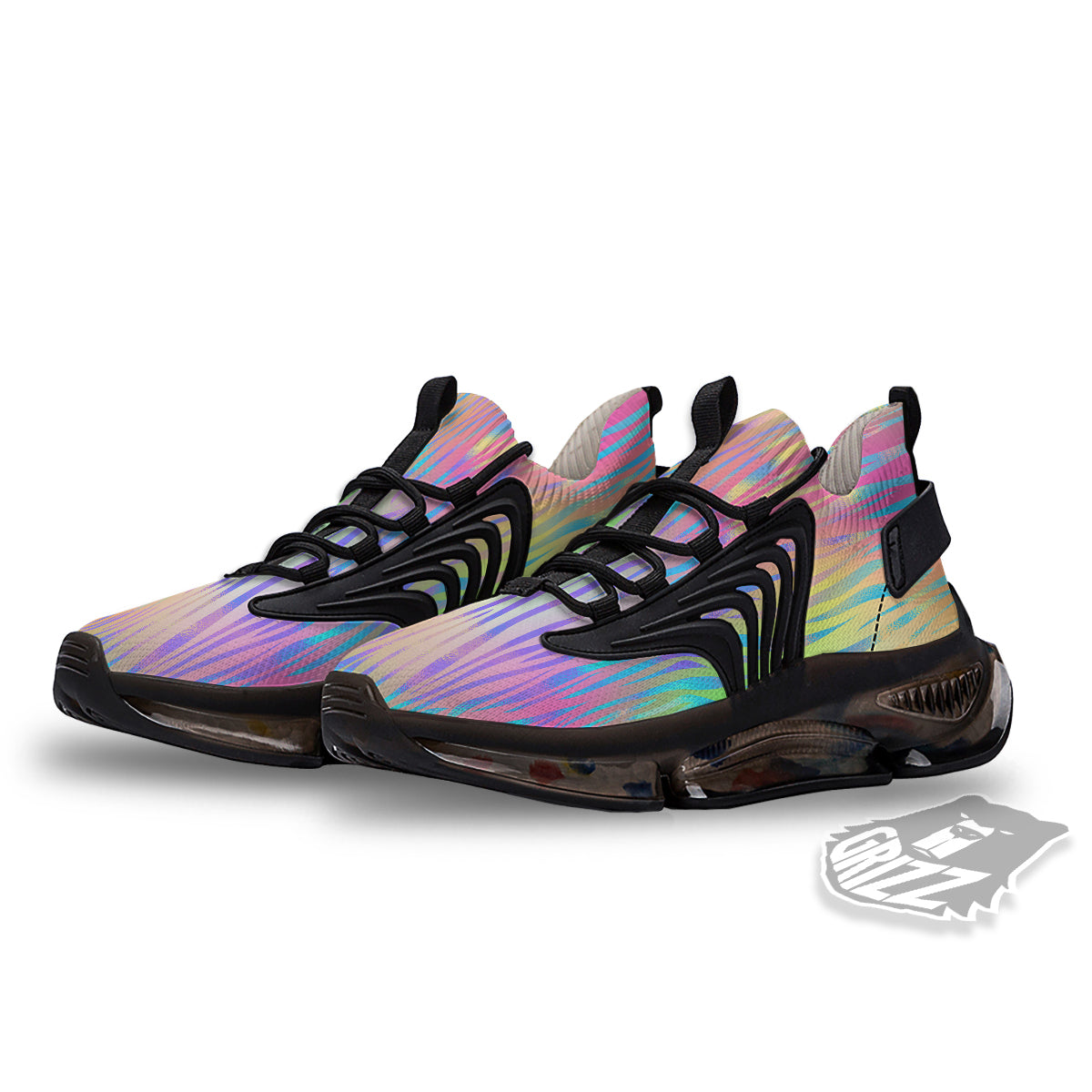 Zebra Pastel Print Pattern Black Gym Shoes-grizzshop