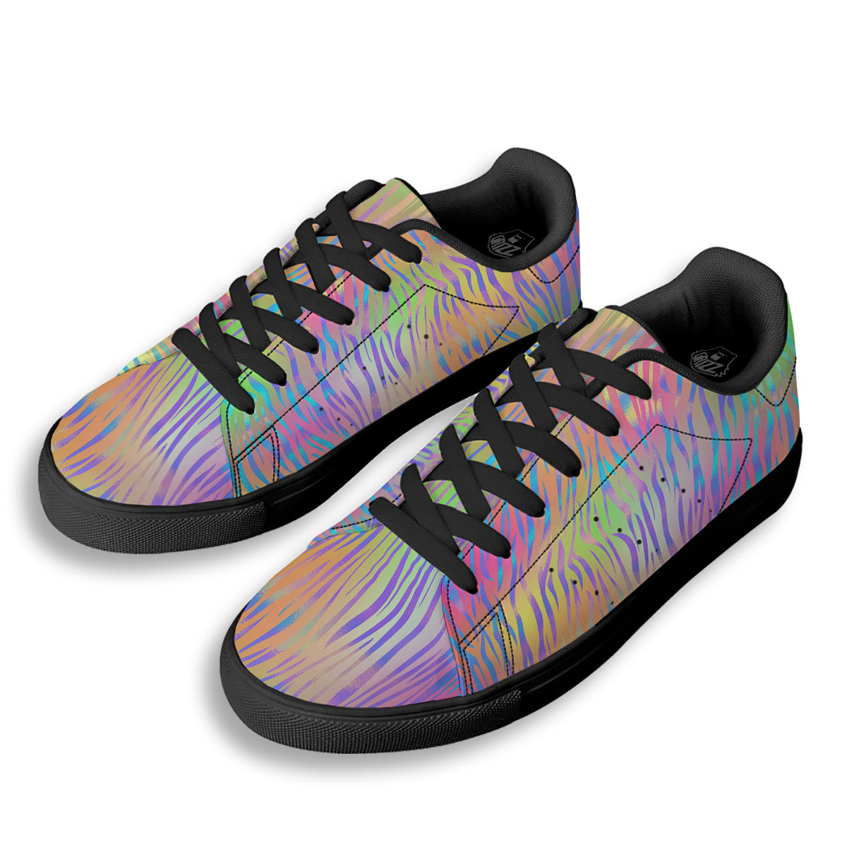 Zebra Pastel Print Pattern Black Low Top Sneakers-grizzshop
