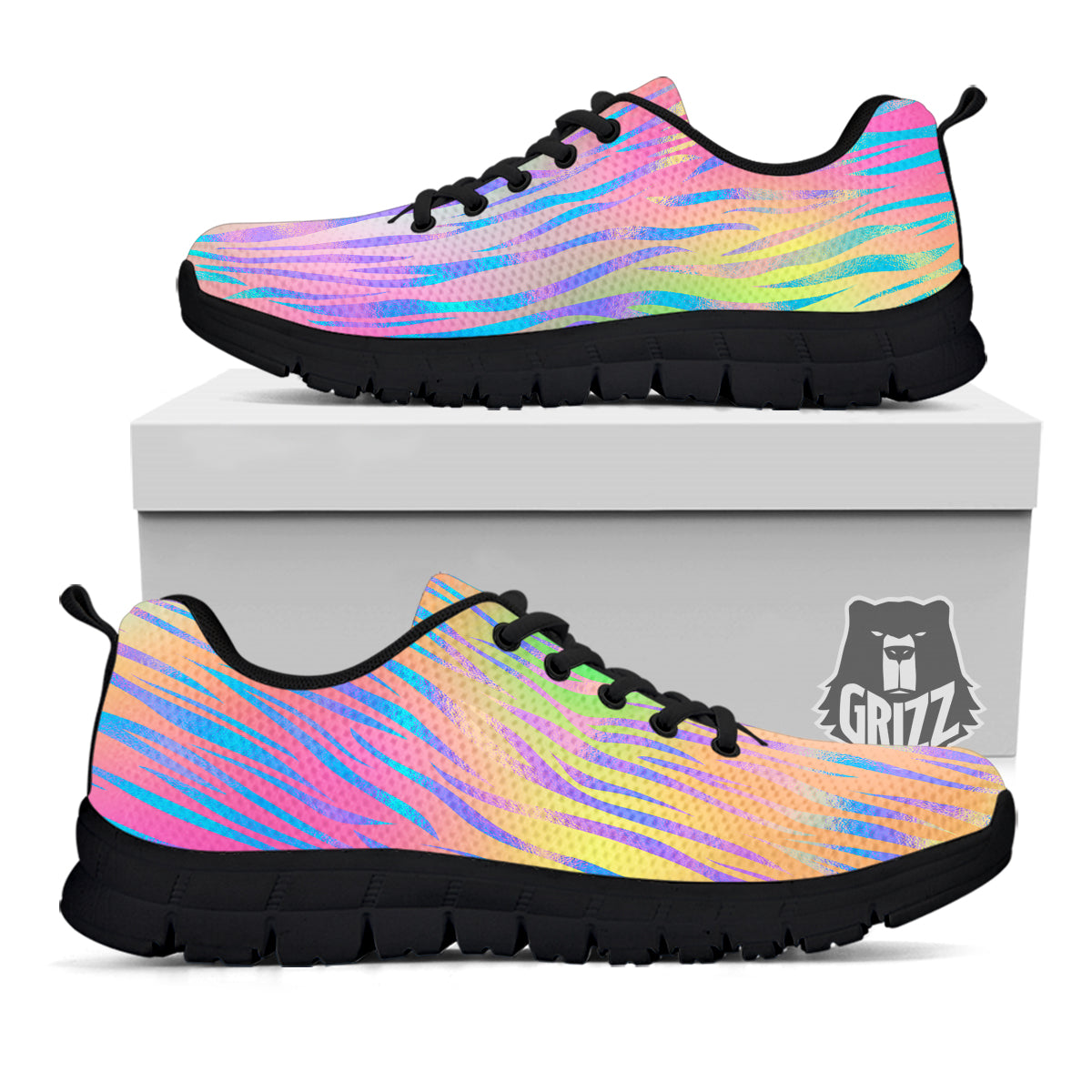 Zebra Pastel Print Pattern Black Sneaker-grizzshop