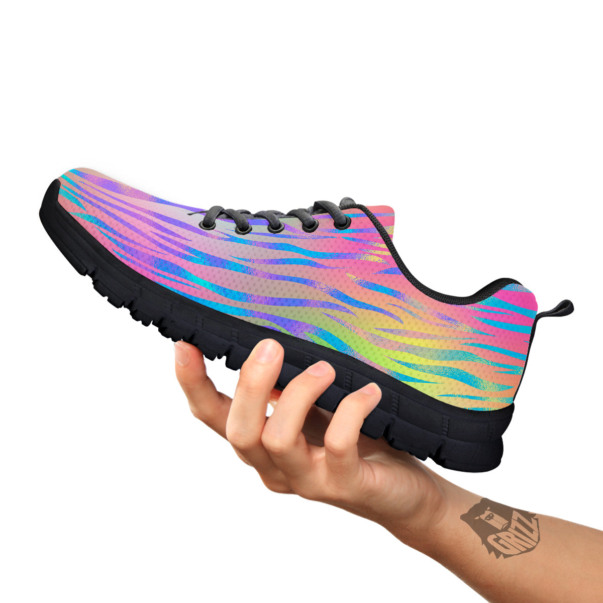 Zebra Pastel Print Pattern Black Sneaker-grizzshop