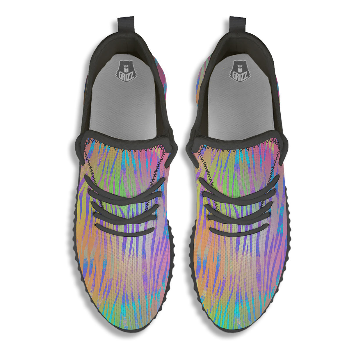 Zebra Pastel Print Pattern Black Walking Shoes-grizzshop