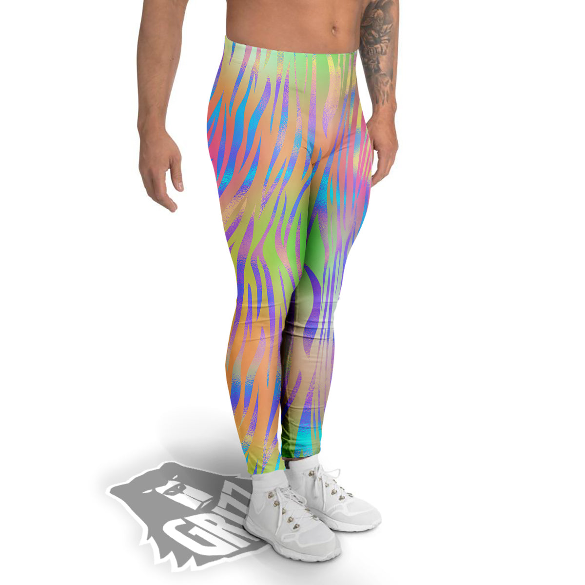 Zebra Pastel Print Pattern Men's Leggings-grizzshop