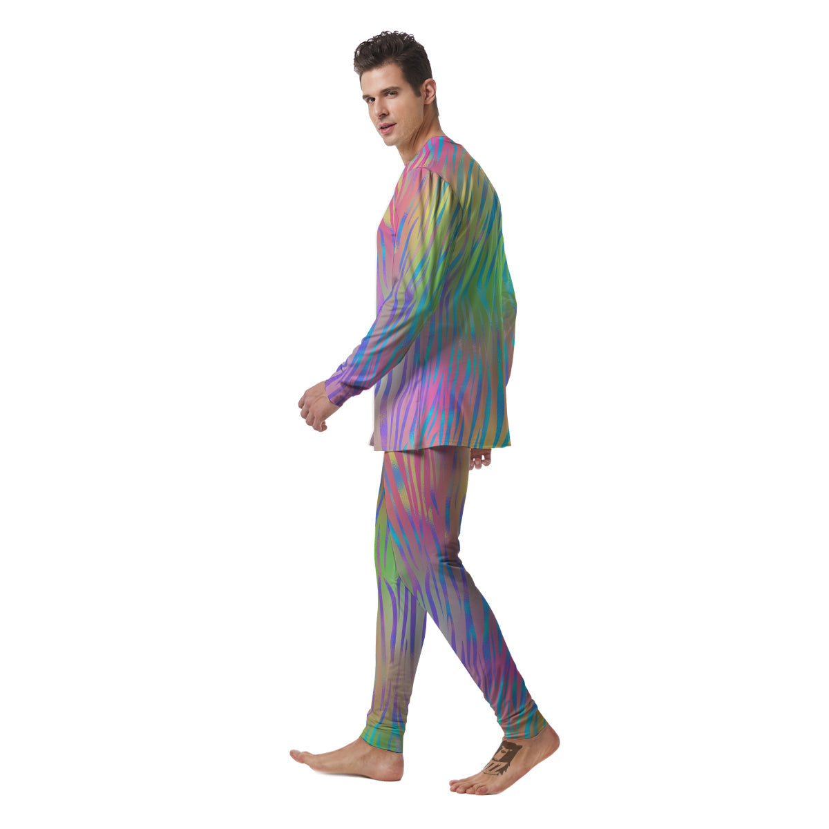 Zebra Pastel Print Pattern Men's Pajamas-grizzshop