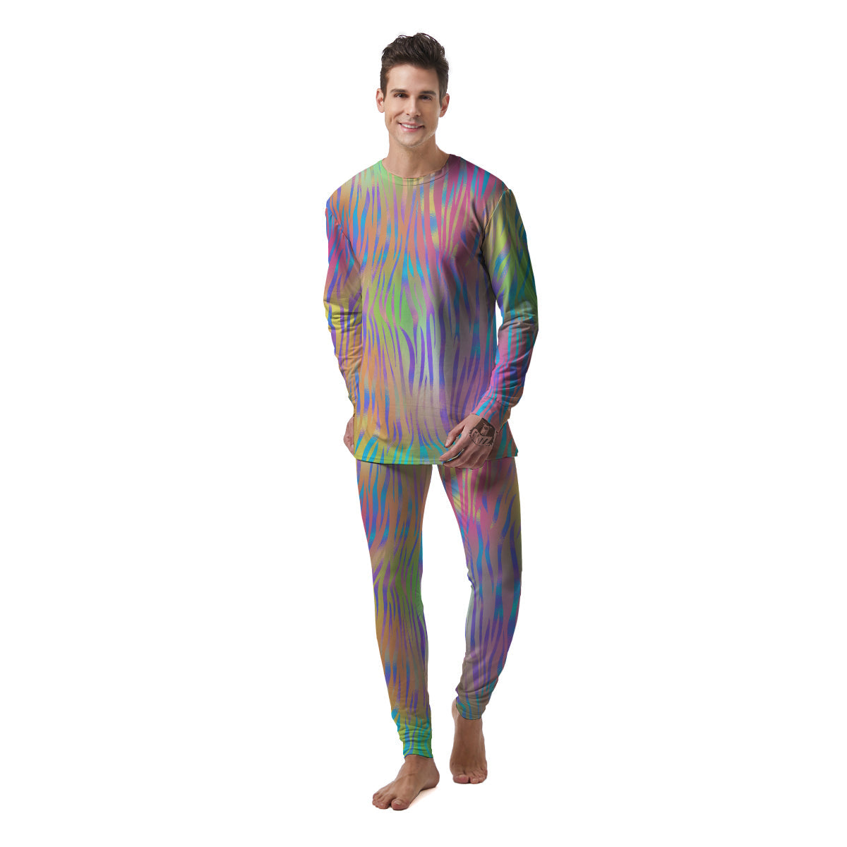 Zebra Pastel Print Pattern Men's Pajamas-grizzshop