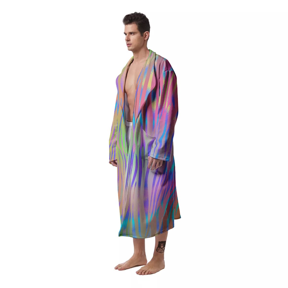 Zebra Pastel Print Pattern Men's Robe-grizzshop