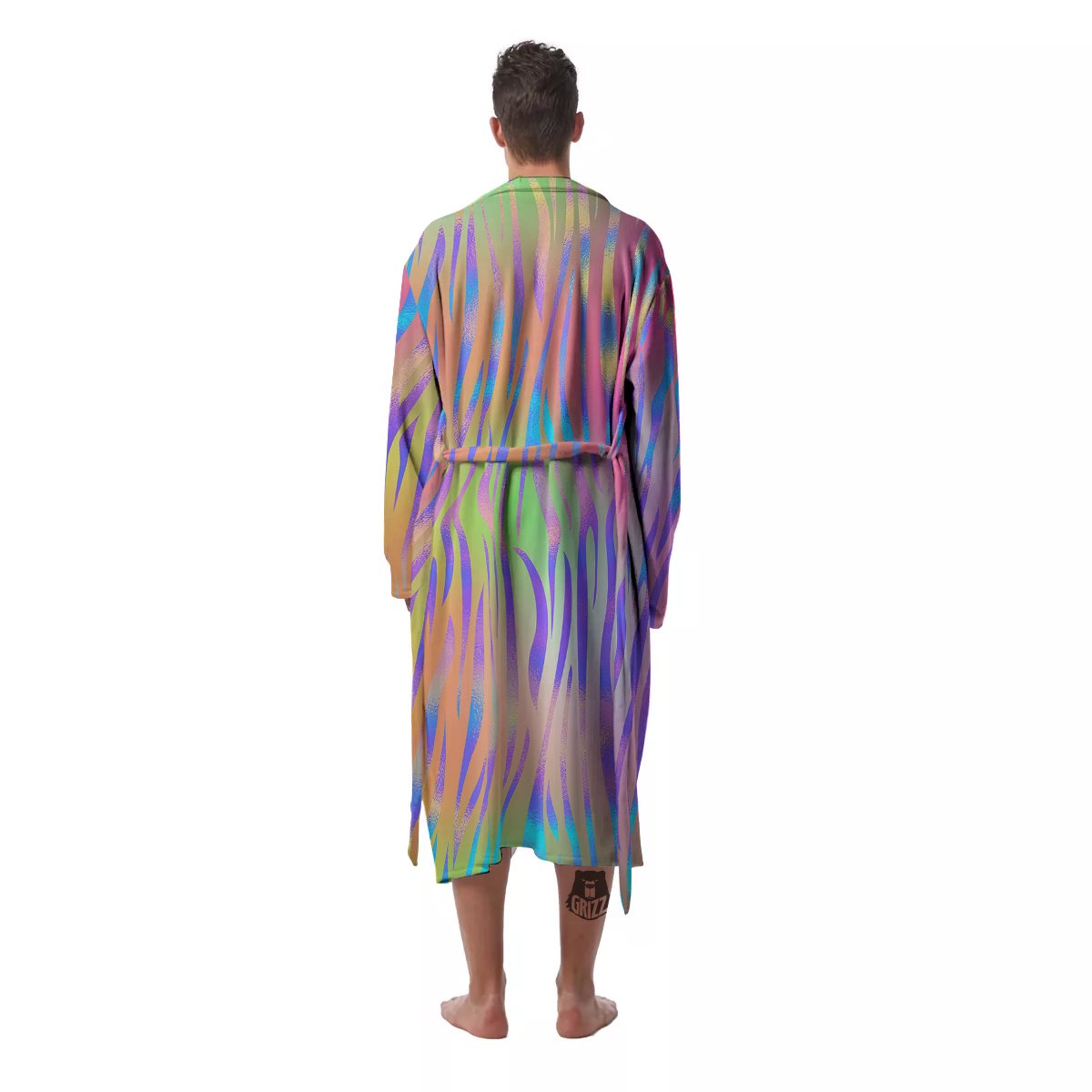 Zebra Pastel Print Pattern Men's Robe-grizzshop