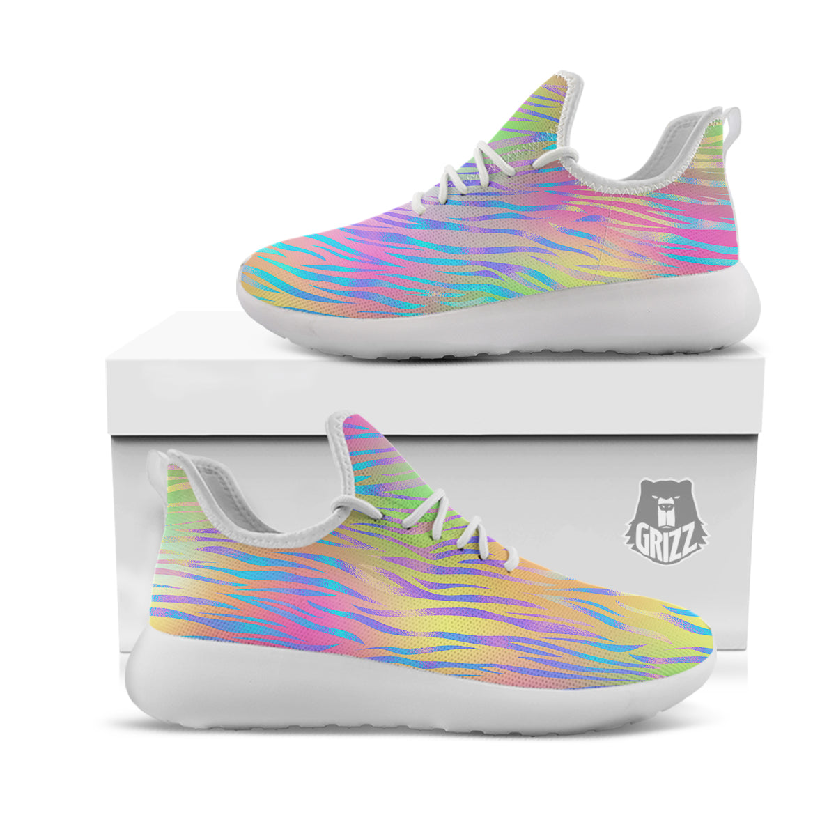 Zebra Pastel Print Pattern White Athletic Shoes-grizzshop