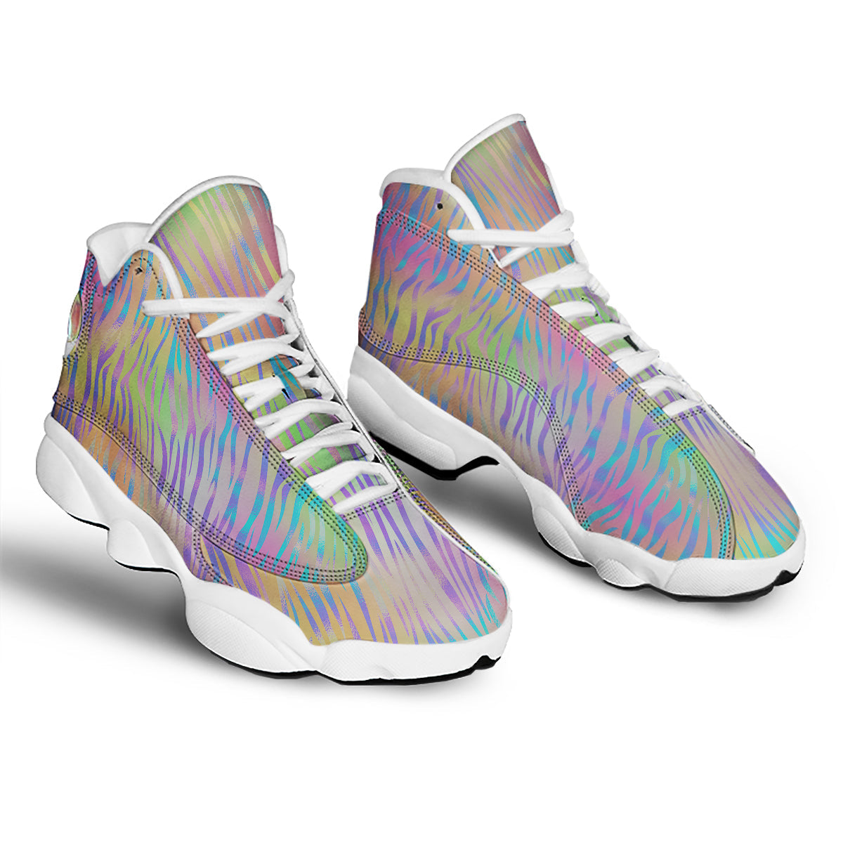 Zebra Pastel Print Pattern White Basketball Shoes-grizzshop