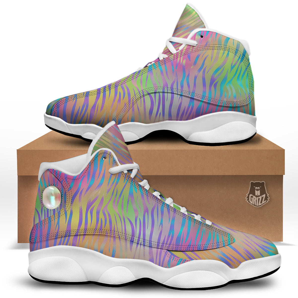 Zebra Pastel Print Pattern White Basketball Shoes-grizzshop