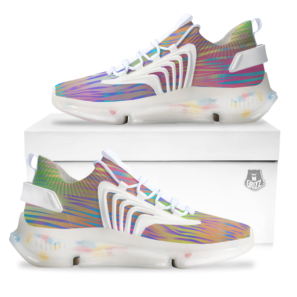 Zebra Pastel Print Pattern White Gym Shoes-grizzshop
