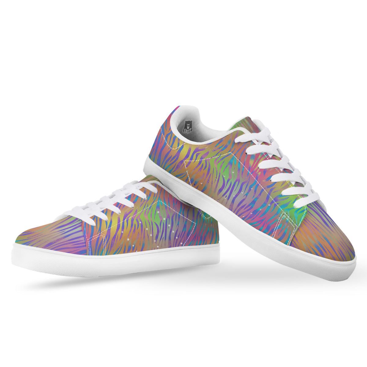 Zebra Pastel Print Pattern White Low Top Sneakers-grizzshop