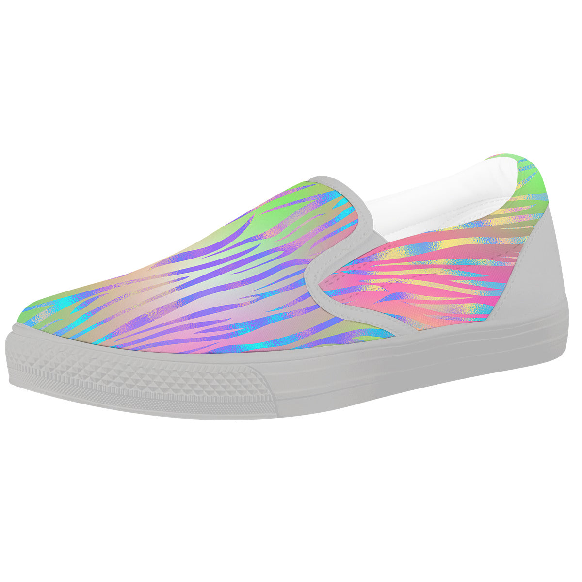 Zebra Pastel Print Pattern White Slip On Shoes-grizzshop