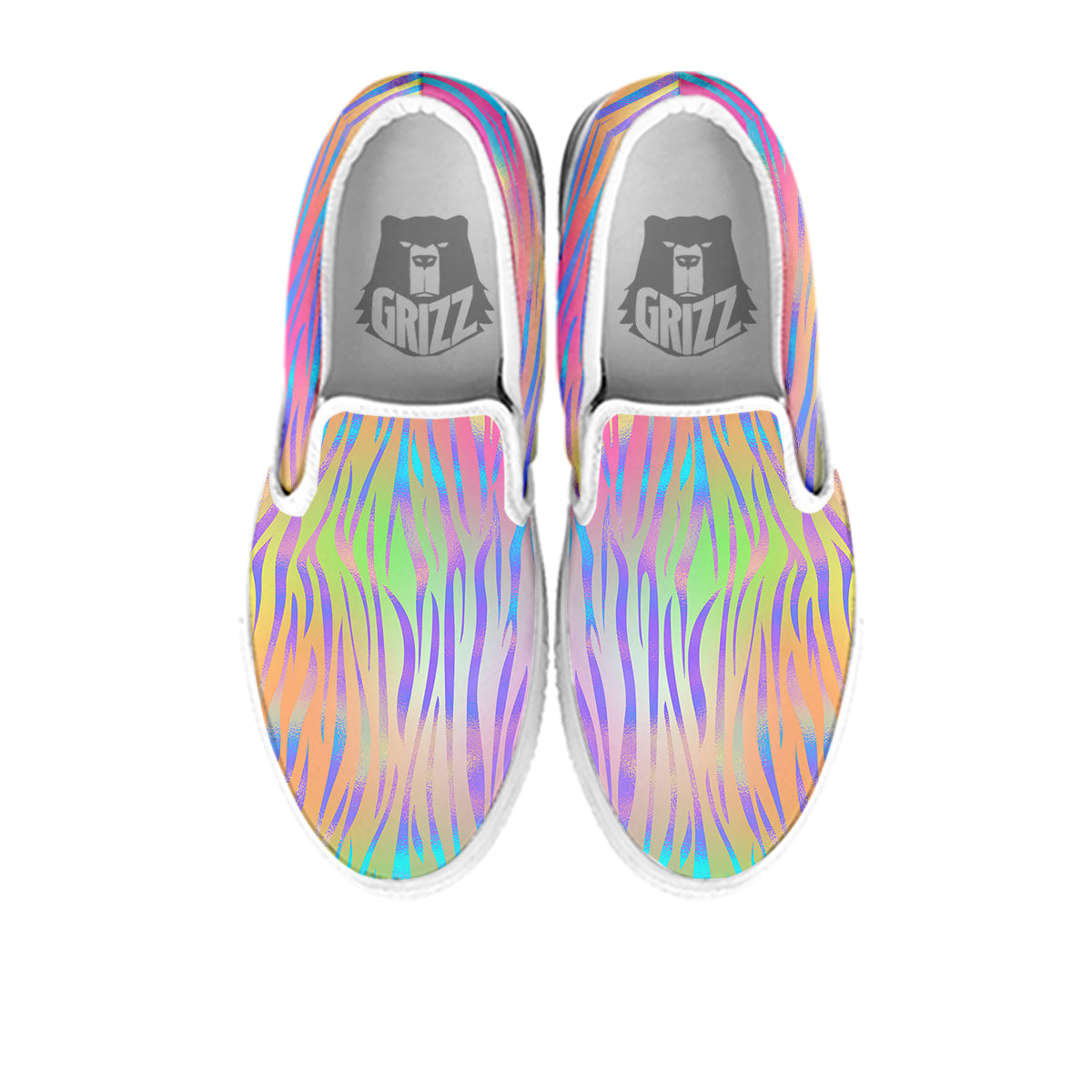 Zebra Pastel Print Pattern White Slip On Shoes-grizzshop