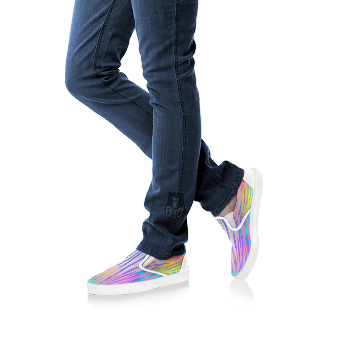 Zebra Pastel Print Pattern White Slip On Shoes-grizzshop