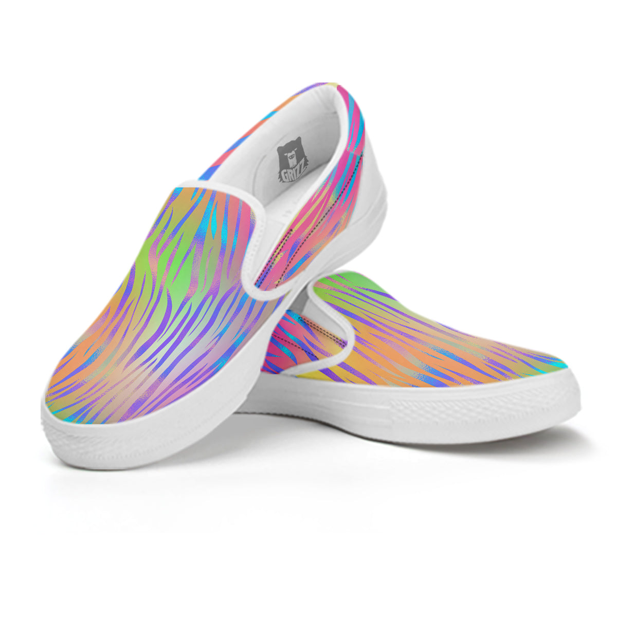 Zebra Pastel Print Pattern White Slip On Shoes-grizzshop