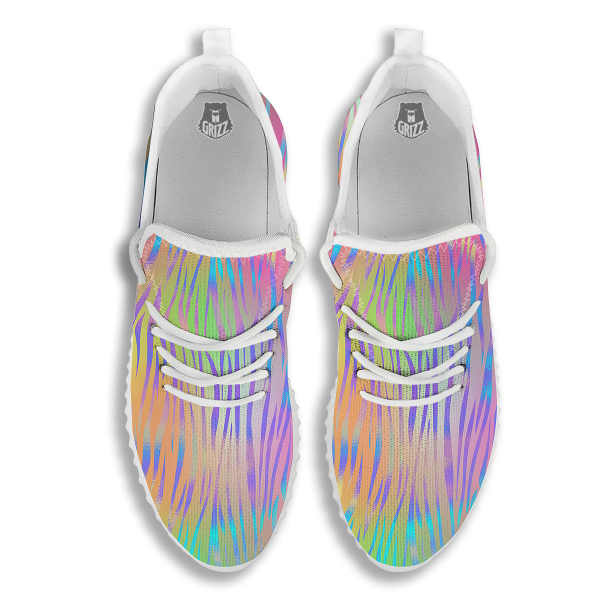 Zebra Pastel Print Pattern White Walking Shoes-grizzshop