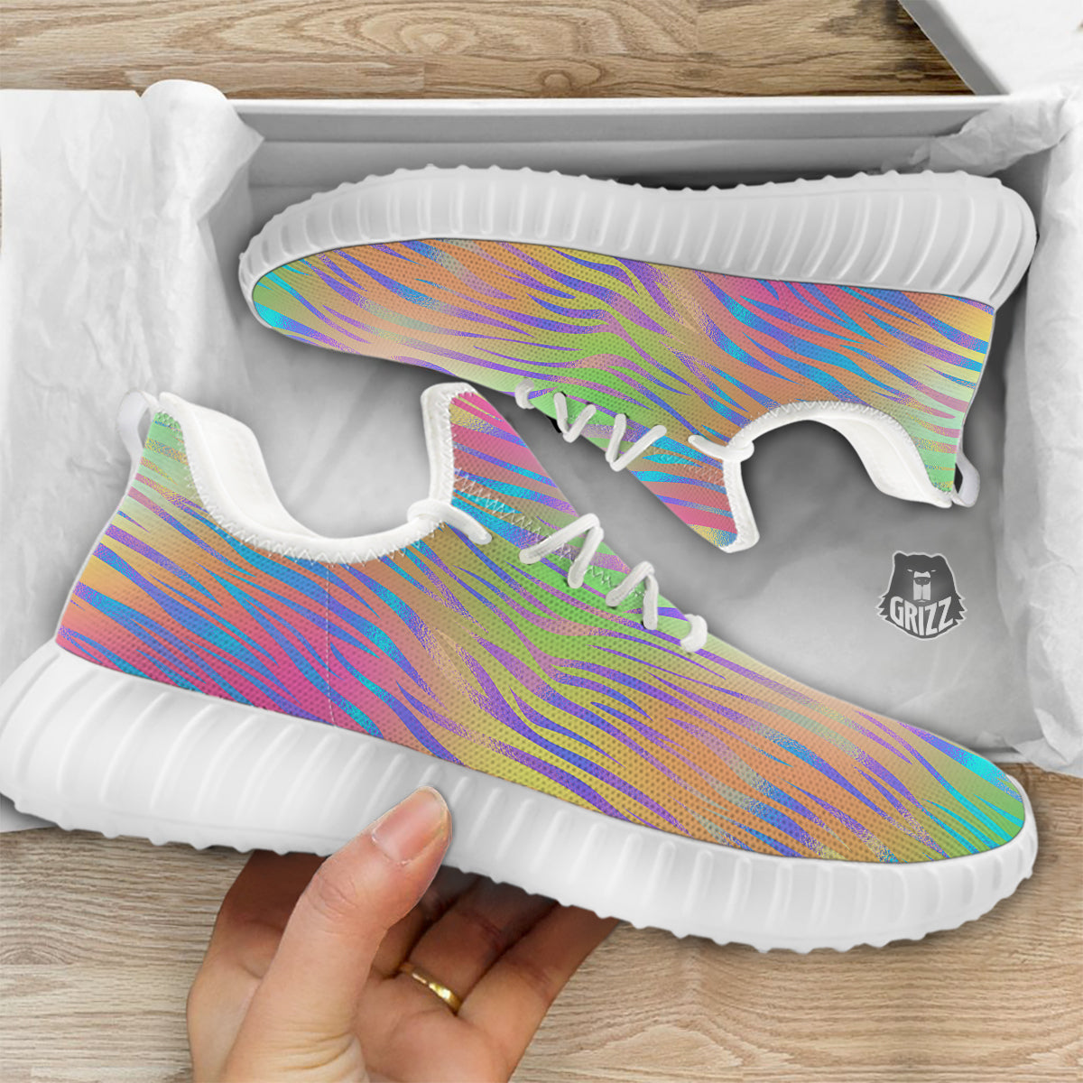 Zebra Pastel Print Pattern White Walking Shoes-grizzshop