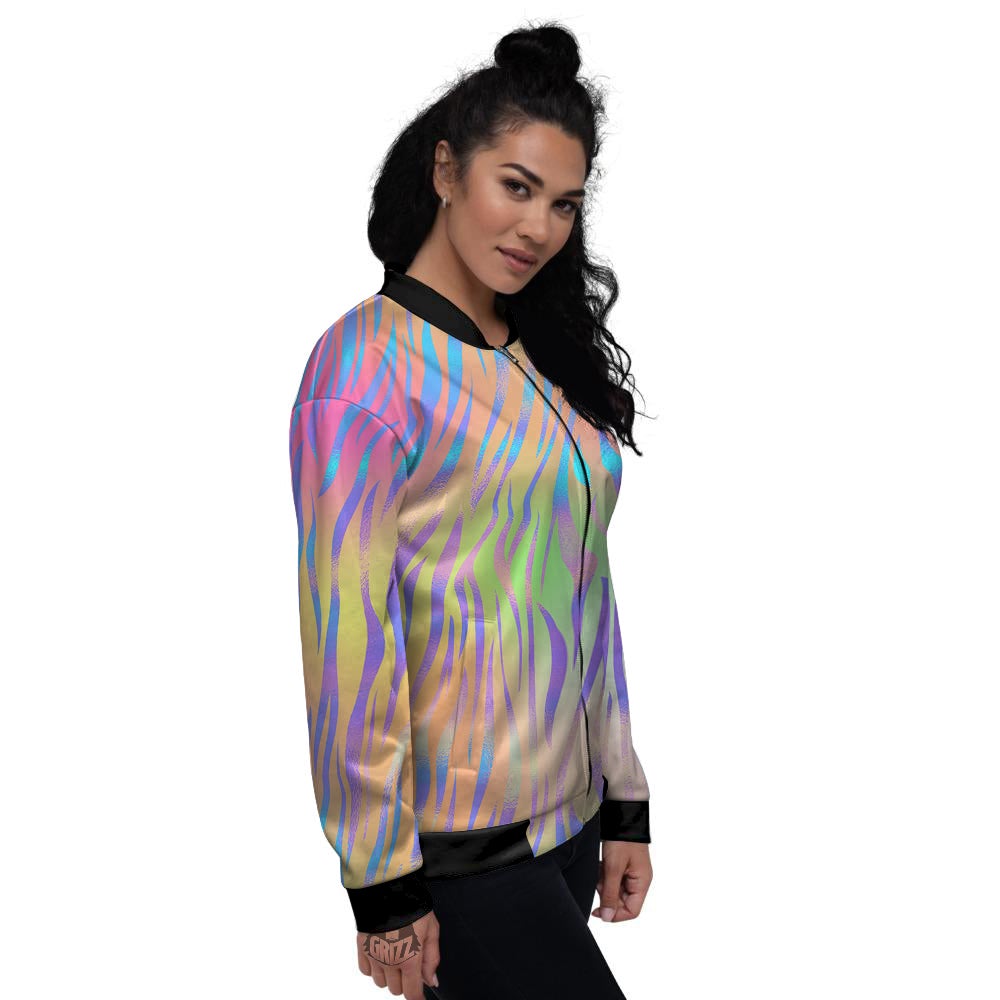 Zebra Pastel Print Pattern Women's Bomber Jacket-grizzshop