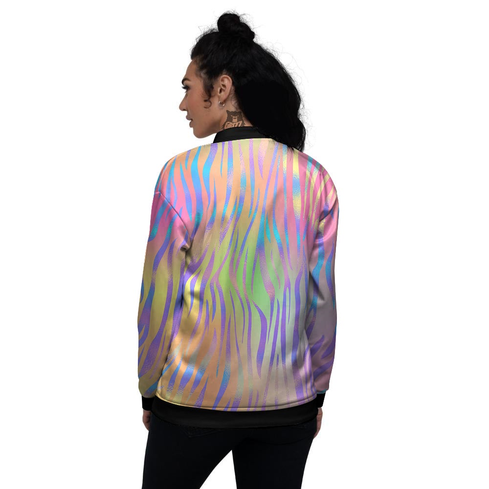 Zebra Pastel Print Pattern Women's Bomber Jacket-grizzshop