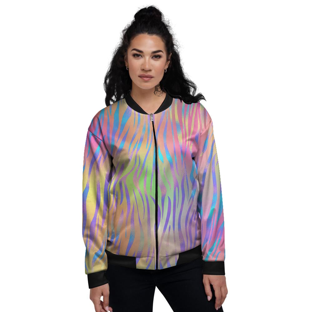 Zebra Pastel Print Pattern Women's Bomber Jacket-grizzshop