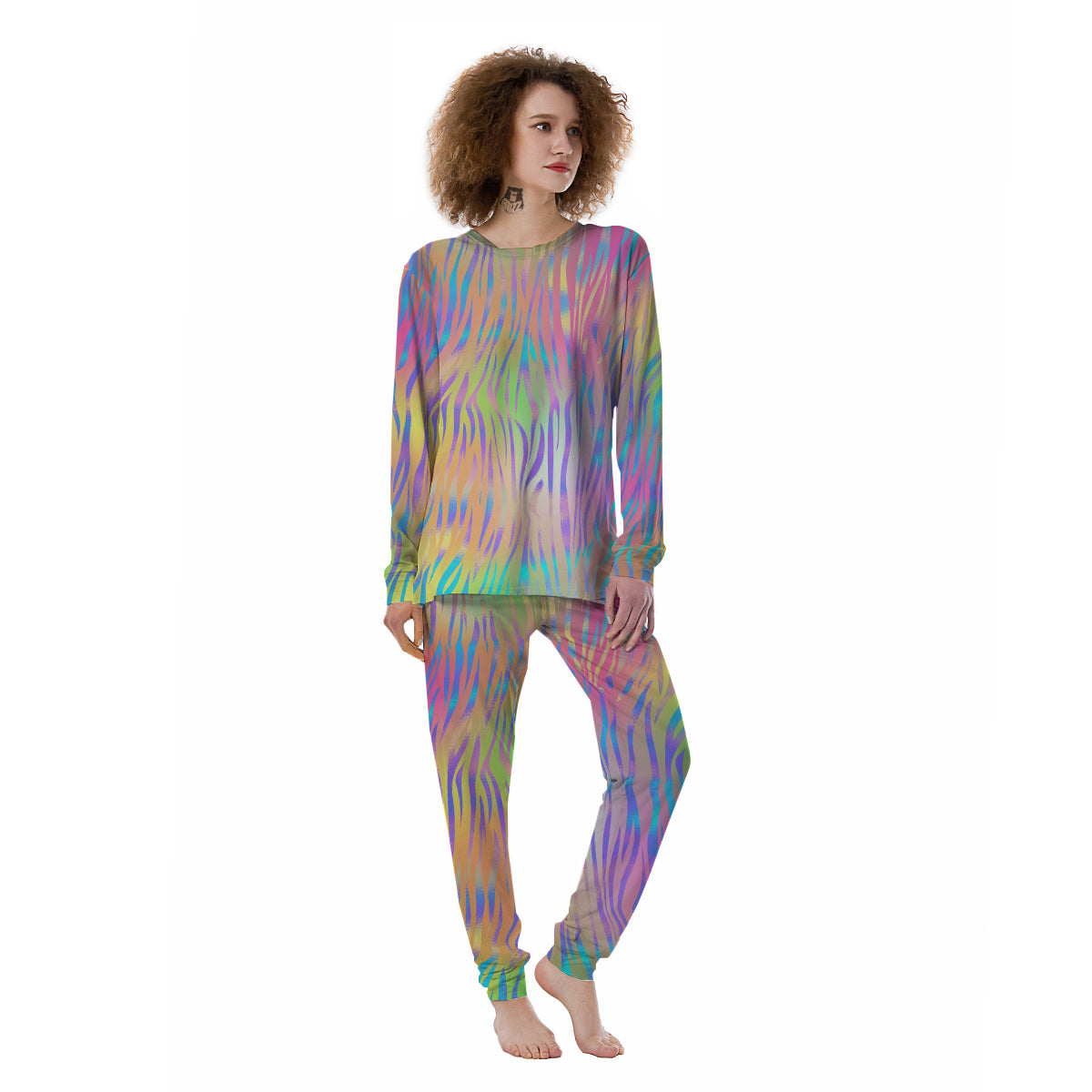 Zebra Pastel Print Pattern Women's Pajamas-grizzshop