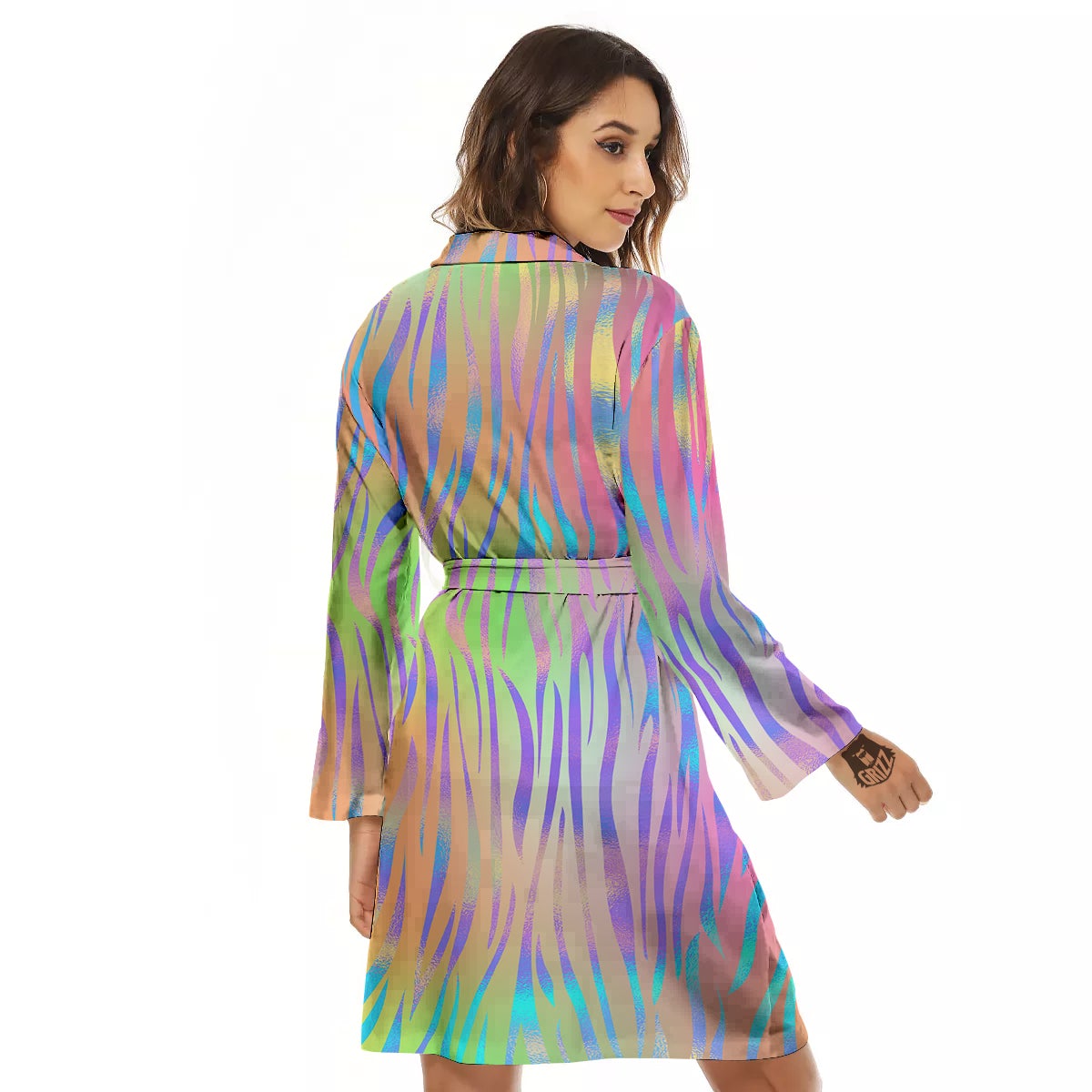 Zebra Pastel Print Pattern Women's Robe-grizzshop
