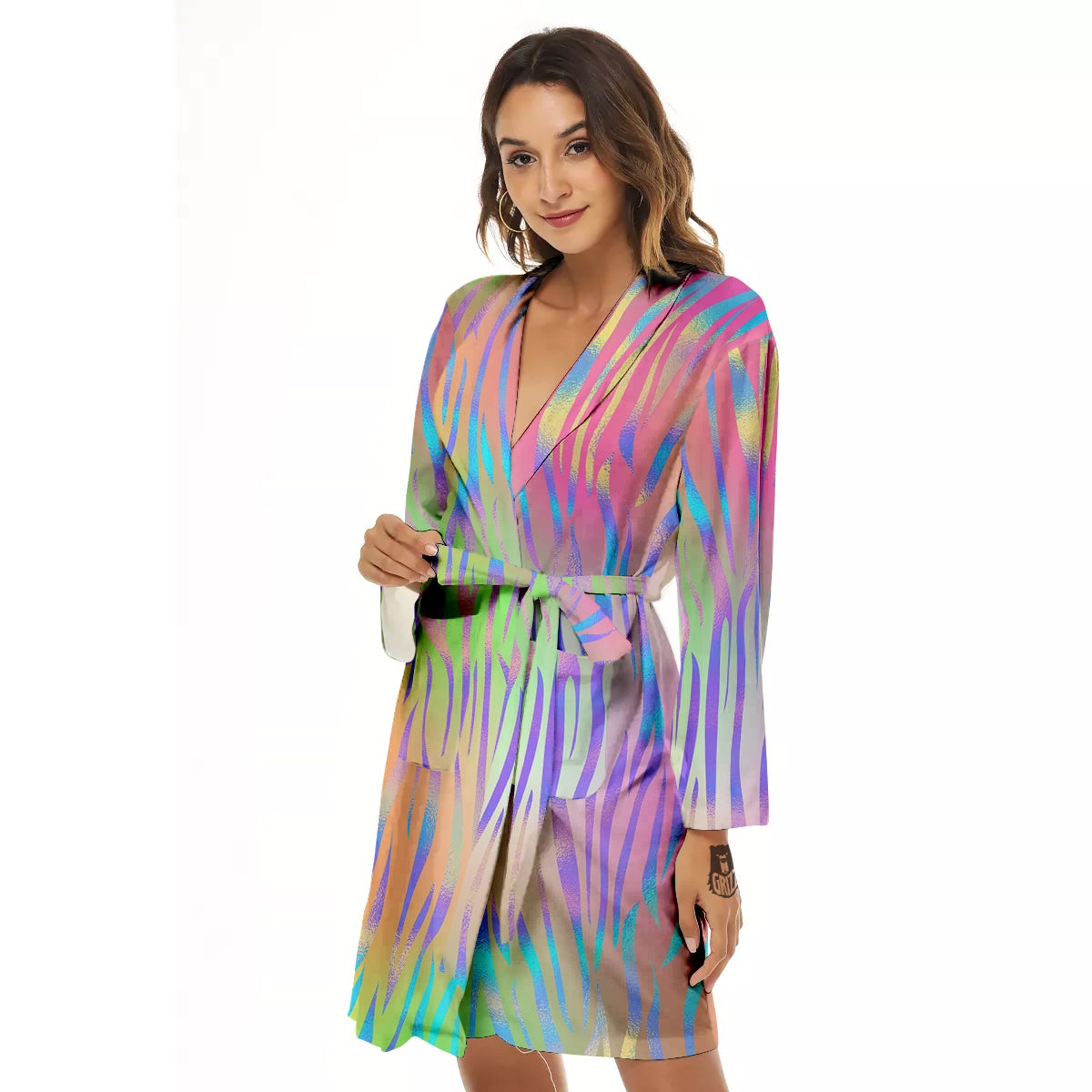 Zebra Pastel Print Pattern Women's Robe-grizzshop