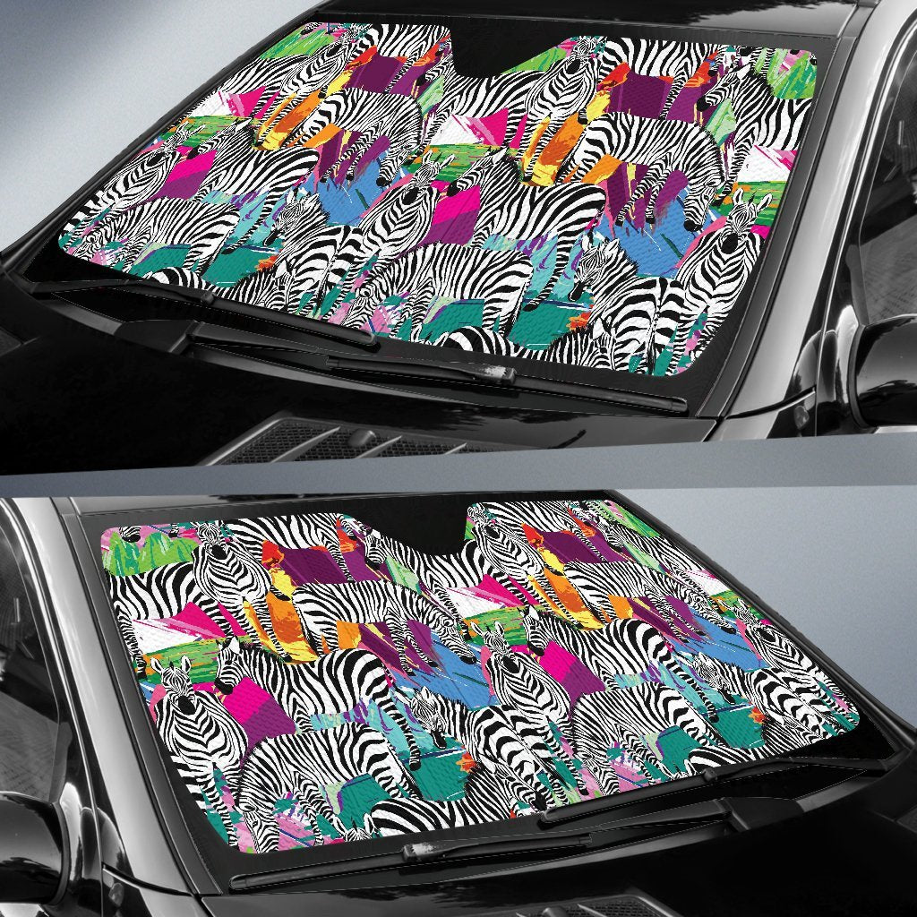 Zebra Pattern Print Car Sun Shade-grizzshop