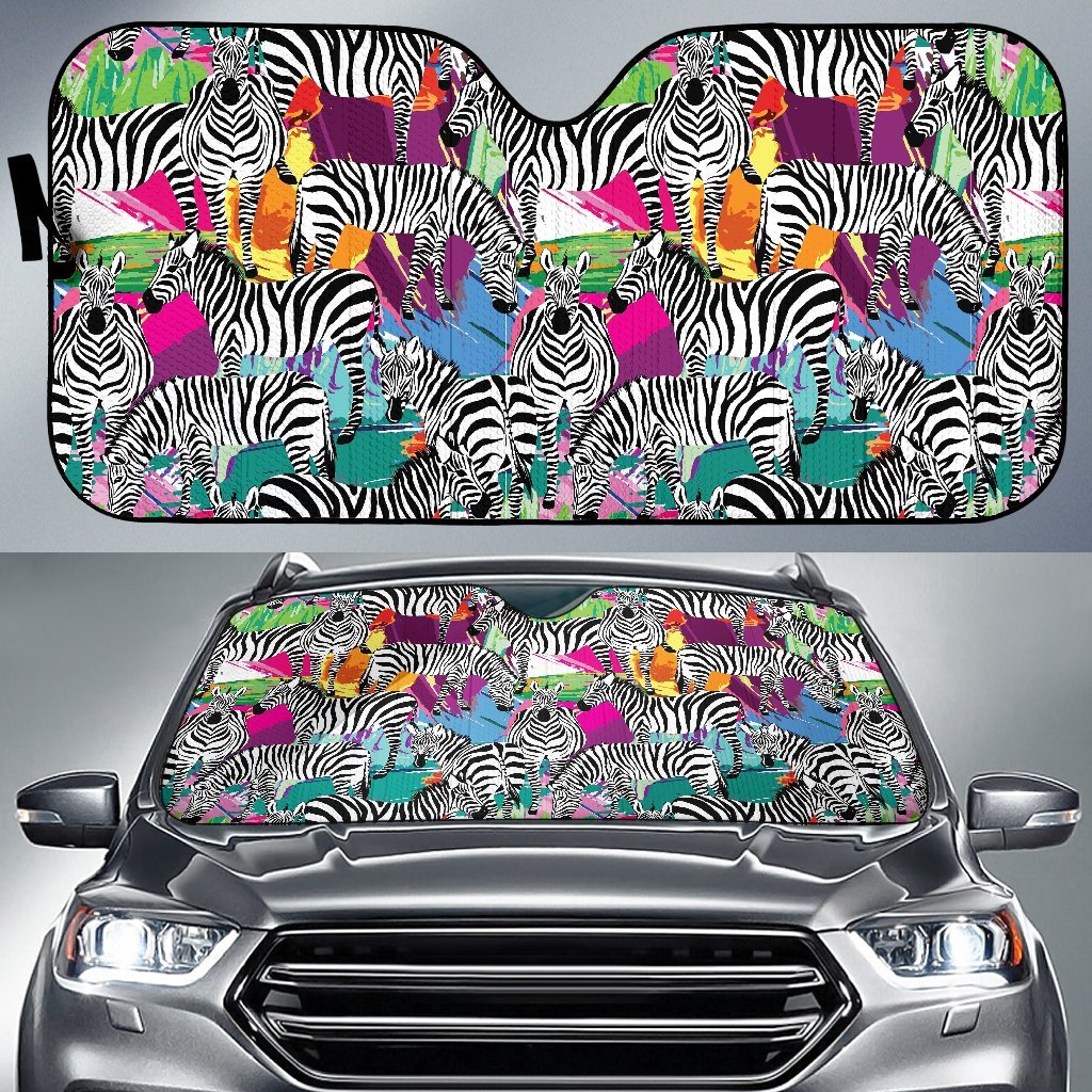 Zebra Pattern Print Car Sun Shade-grizzshop