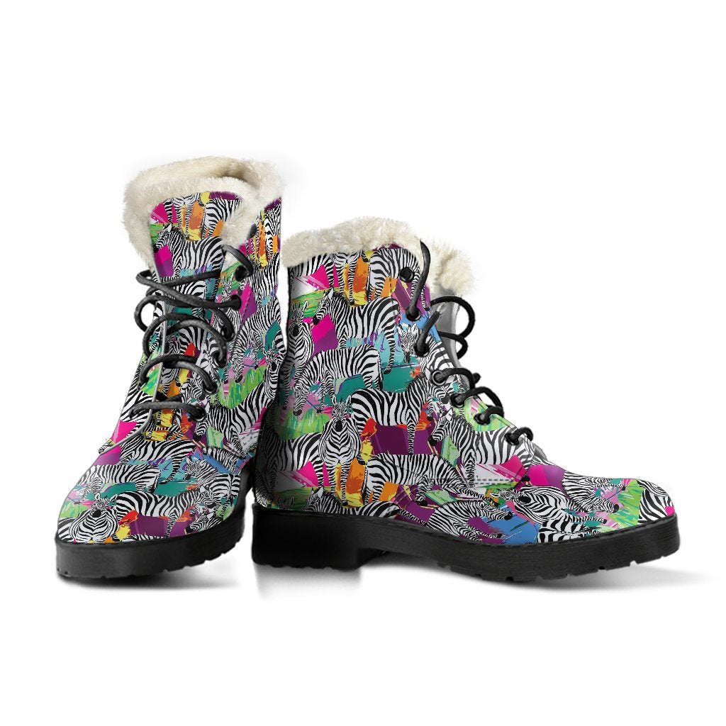 Zebra Pattern Print Comfy Winter Boots-grizzshop