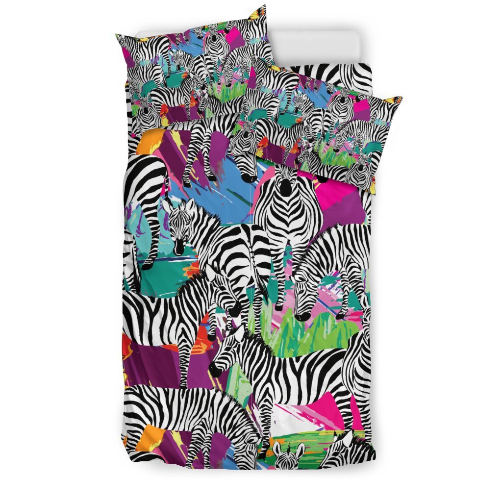 Zebra Pattern Print Duvet Cover Bedding Set-grizzshop