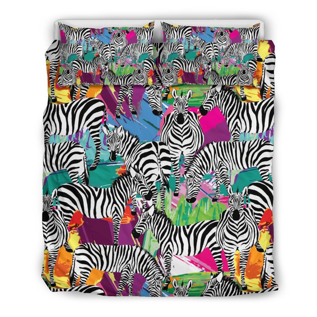 Zebra Pattern Print Duvet Cover Bedding Set-grizzshop