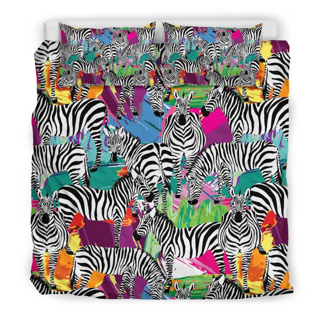 Zebra Pattern Print Duvet Cover Bedding Set-grizzshop