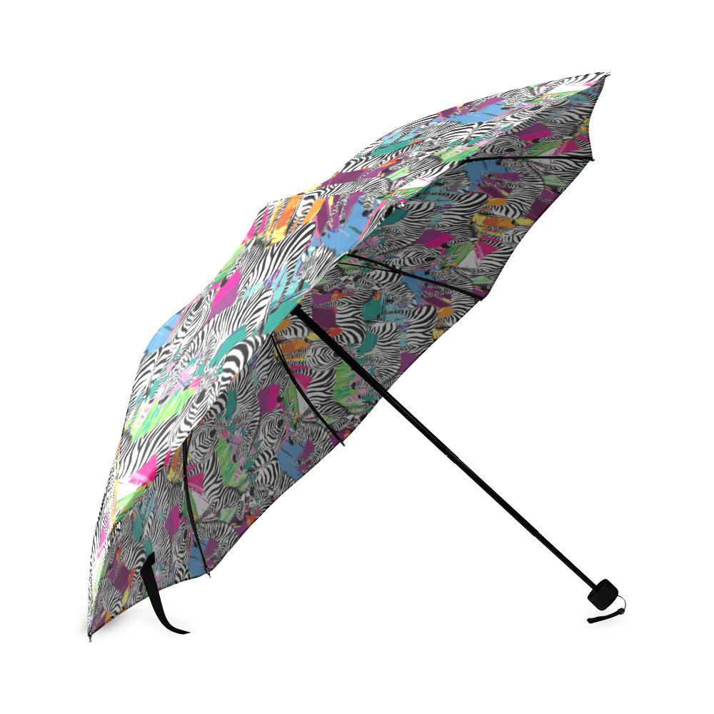 Zebra Pattern Print Foldable Umbrella-grizzshop