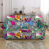 Zebra Pattern Print Loveseat Cover-grizzshop