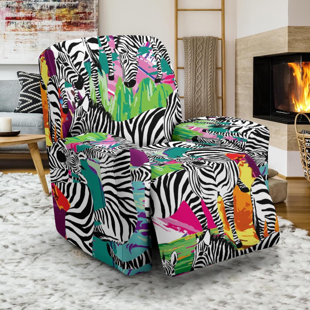 Zebra Pattern Print Recliner Cover-grizzshop