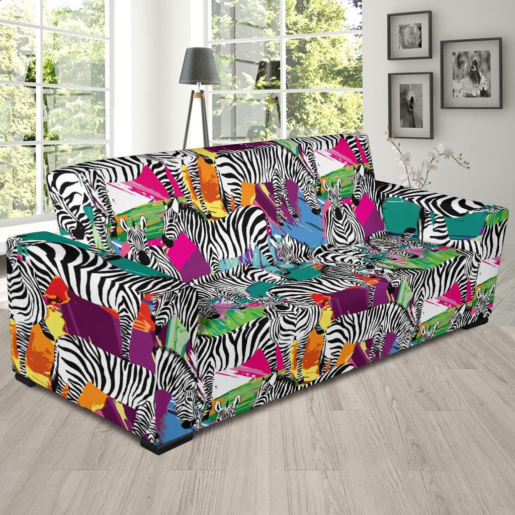 Zebra Pattern Print Sofa Covers-grizzshop