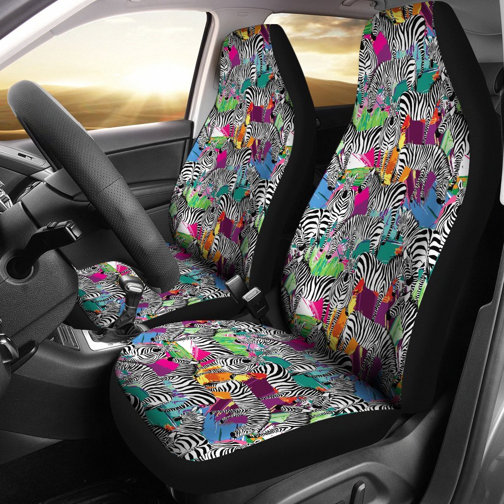 Zebra Pattern Print Universal Fit Car Seat Cover-grizzshop